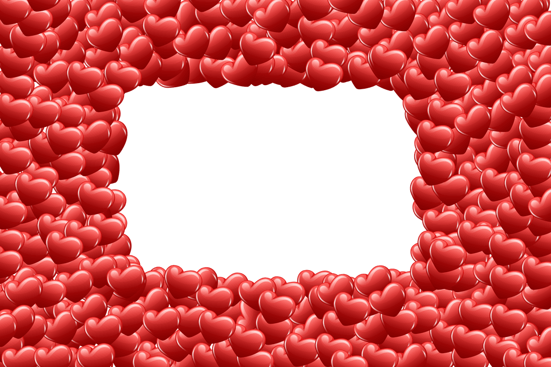 Red Hearts Frame with Transparent Background for Love Messages