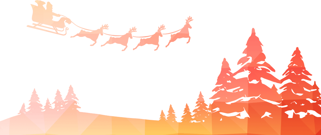 Transparent Santa Sleigh Graphic with Geometric Trees