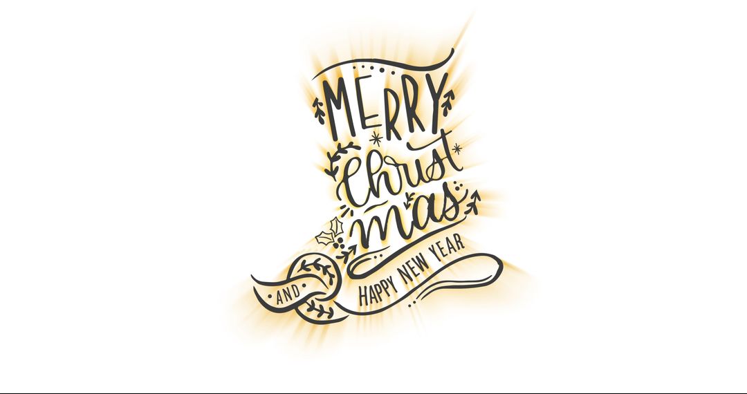 Festive Merry Christmas and Happy New Year Typography Design
