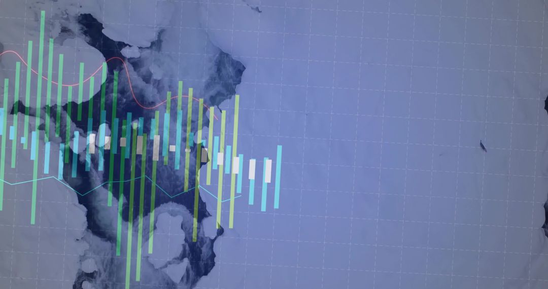 Visualizing financial data with multicolored candlestick bars, trend lines and watercolor grid