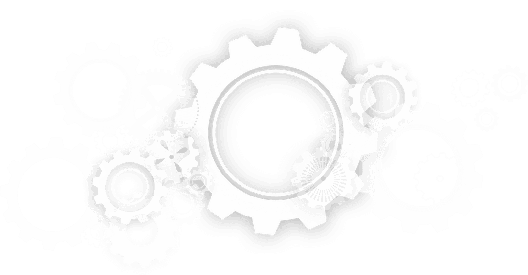 White Mechanical Gears on Transparent Background Vector Illustration