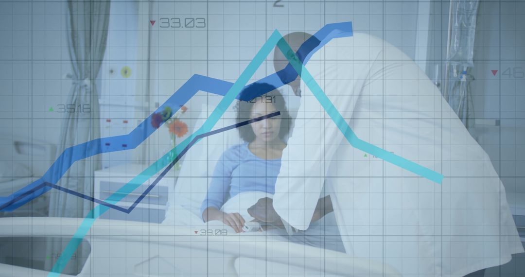 Doctor Consulting Patient with Data Overlay Representing Medical Analysis
