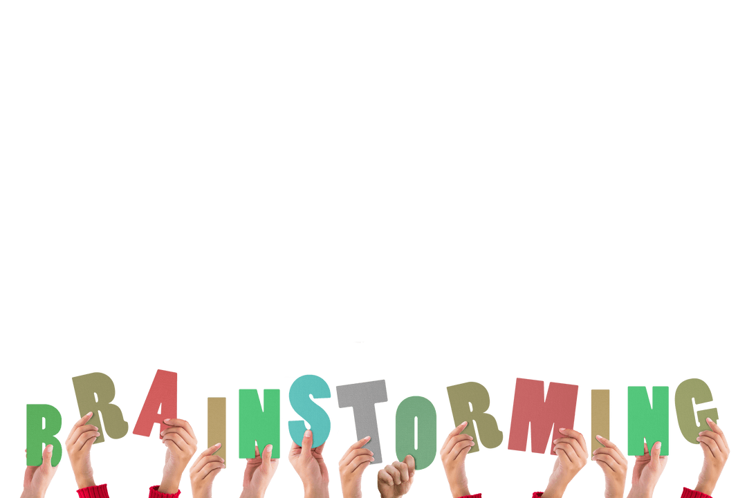 Hands Holding Lettering Text Brainstorming Transparent Background