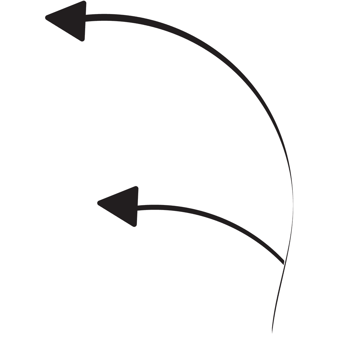 Graphic Arrows Curving on Transparent Background