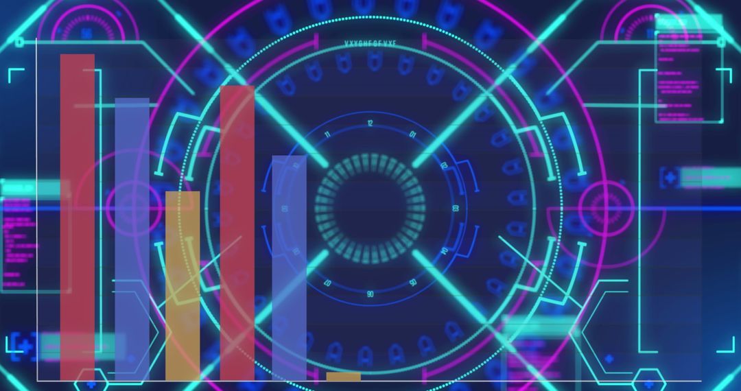 Futuristic Data Processing Interface with Digital Insights