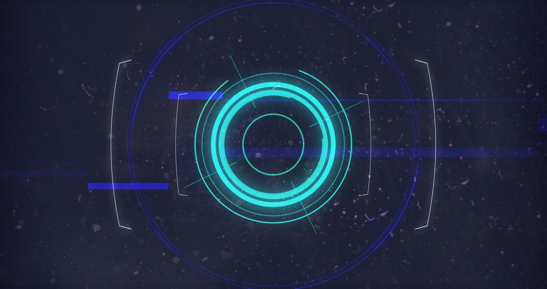 Glowing Blue Scope with Digital Interface on Purple Backdrop