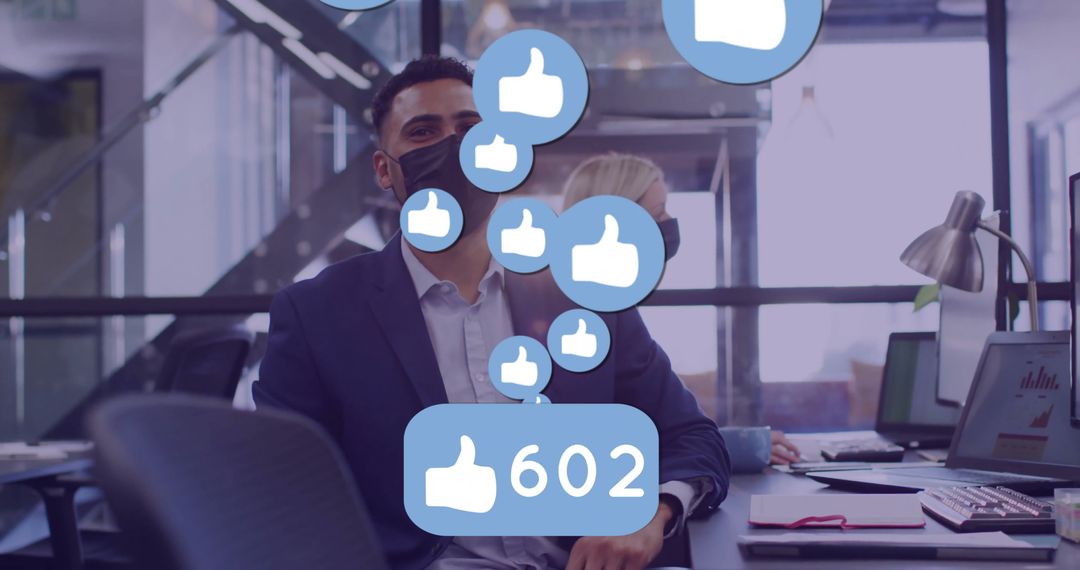 Office Worker Enjoying Social Media Popularity During Spare Time