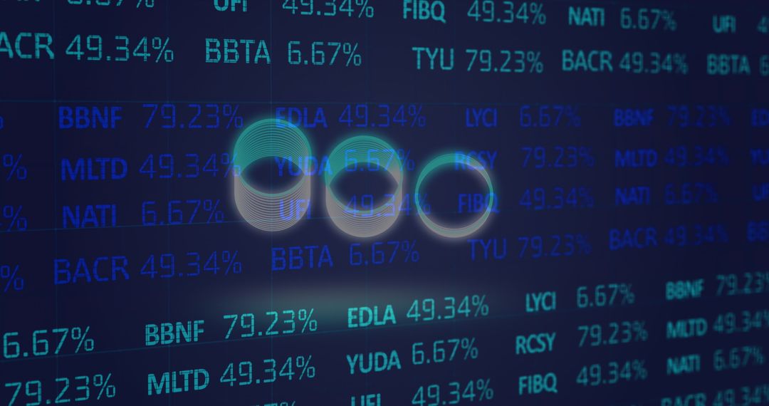 Digital Display of Stock Market Data with Futuristic Circles