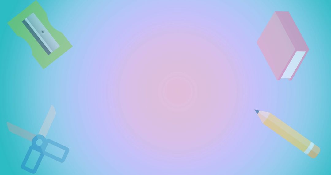 Colorful School Supplies on Gradient Background