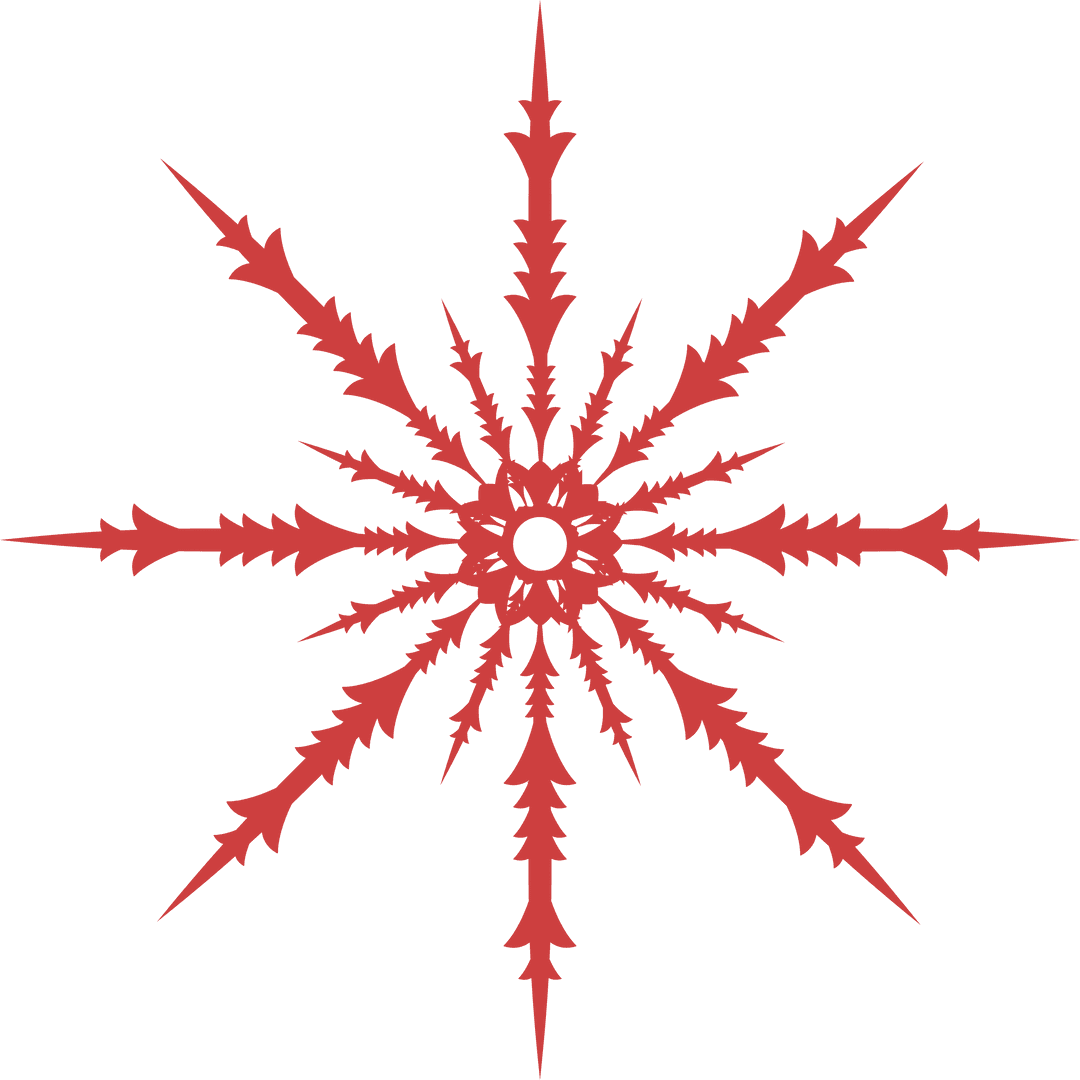 Red Snowflake Design on Transparent Background for Festive Decoration