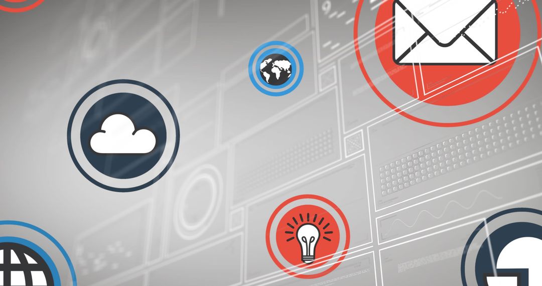 Digital Technology Icons with Global Connectivity Theme