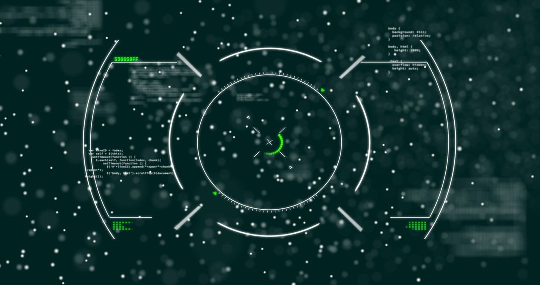 Futuristic Cyber Interface with Code and Geometric Lines