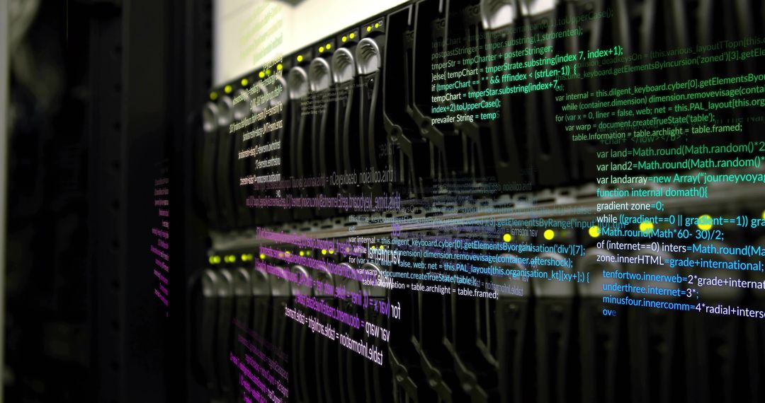 Blurred Network Switch with Overlaid Code in Datacenter Environment