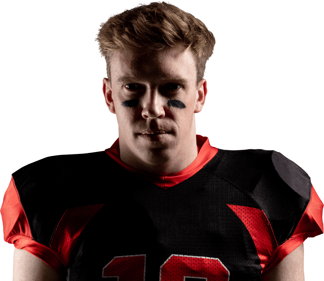 Transparent Image of Focused American Football Player in Full Equipment