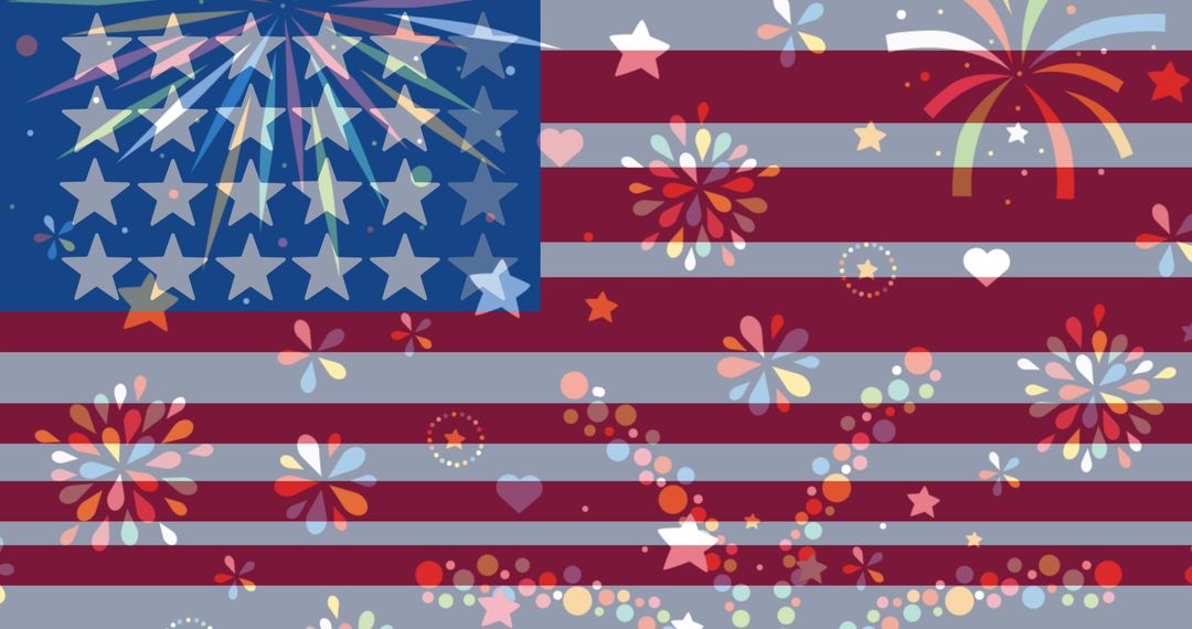 American Flag with Fireworks Abstraction Celebrating Patriotism
