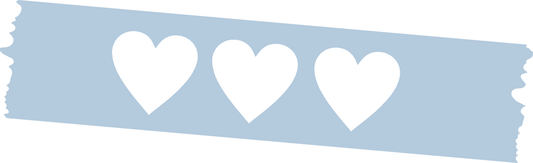 Transparent Tape with Three White Hearts Symbolizing Love