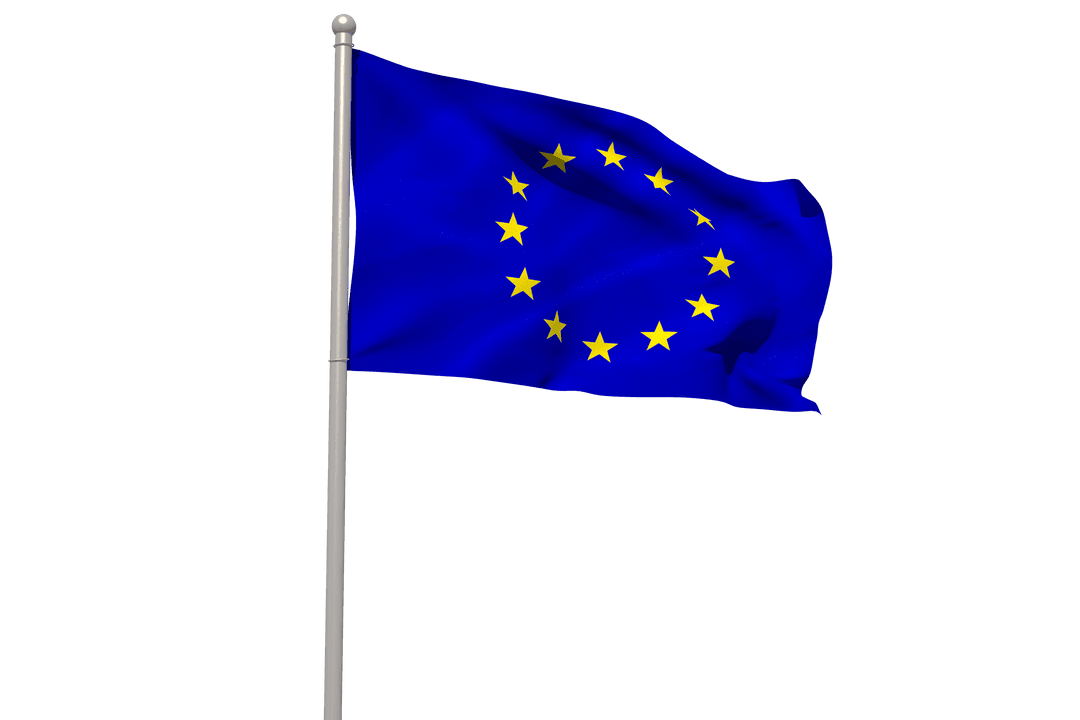 Transparent Close-up of European Union Flag on Pole