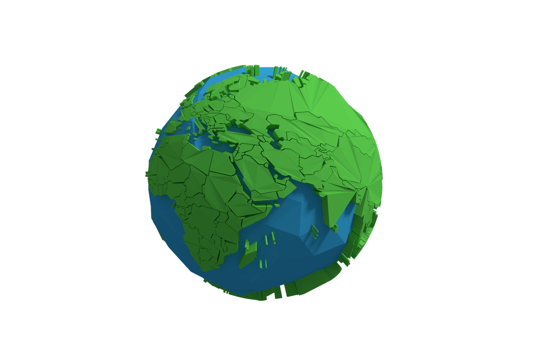 Digital Transparent Globe Illustration with Continents Isolated