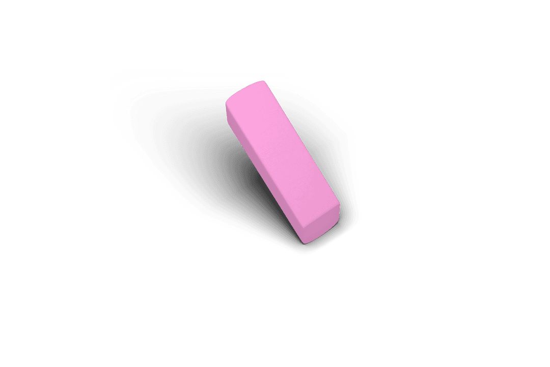 Pink Rectangular Eraser on Transparent Background