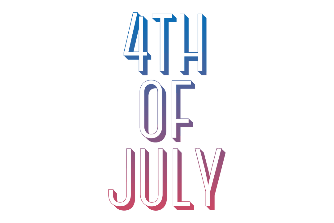 4th of July Gradient Text on Transparent Background