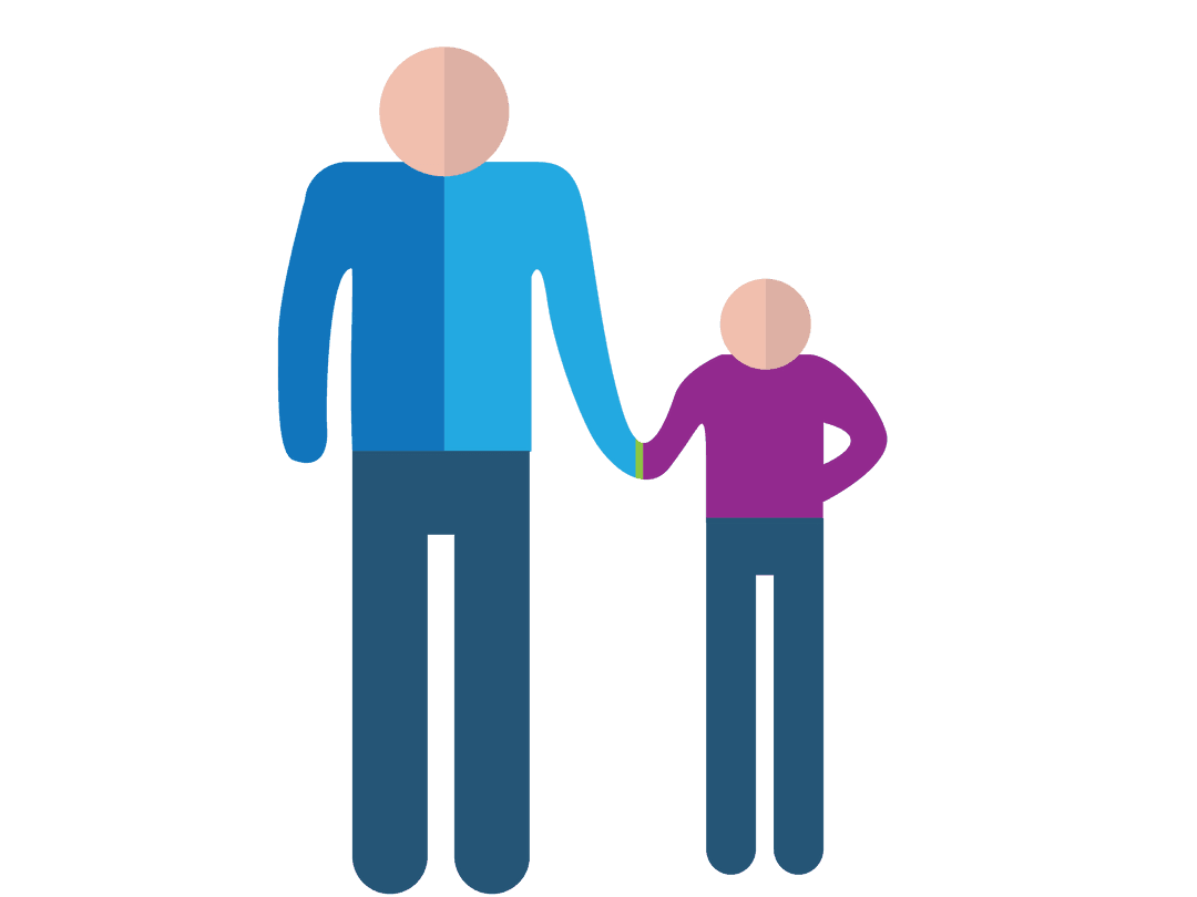 Stylized Father Holding Son's Hand on Transparent Background