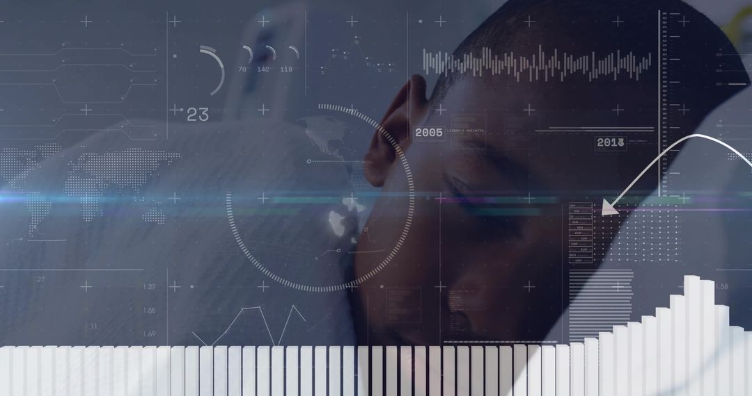 Sleeping Child with Futuristic Digital Overlay Concept