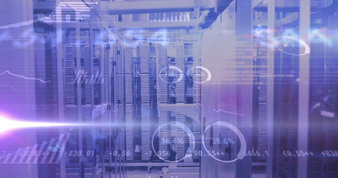 Digital Interface Overlay in Modern Server Room Environment