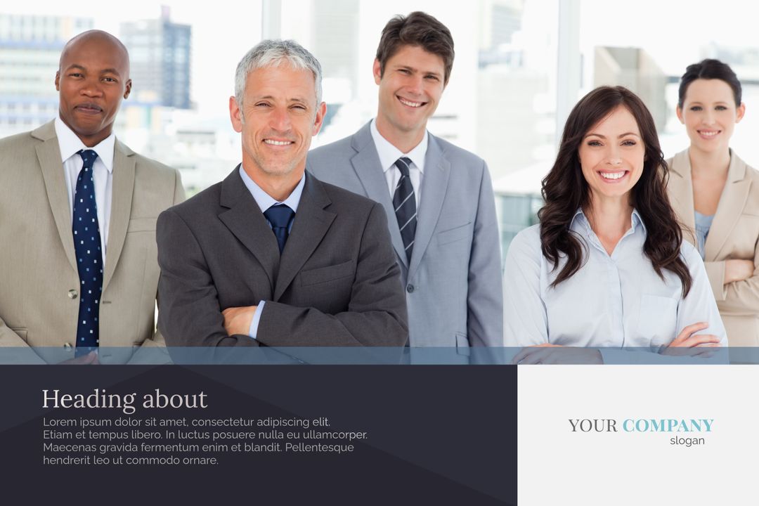Diverse Professional Team Standing Confident in Office