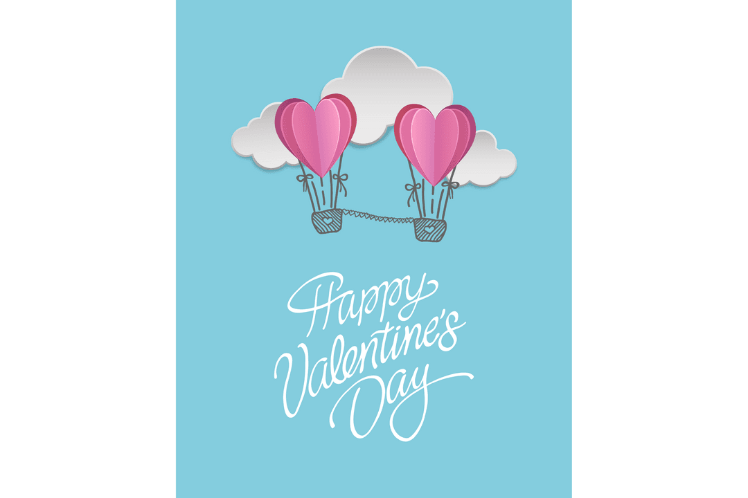 Transparent Valentine's Day Card with Floating Heart Balloons