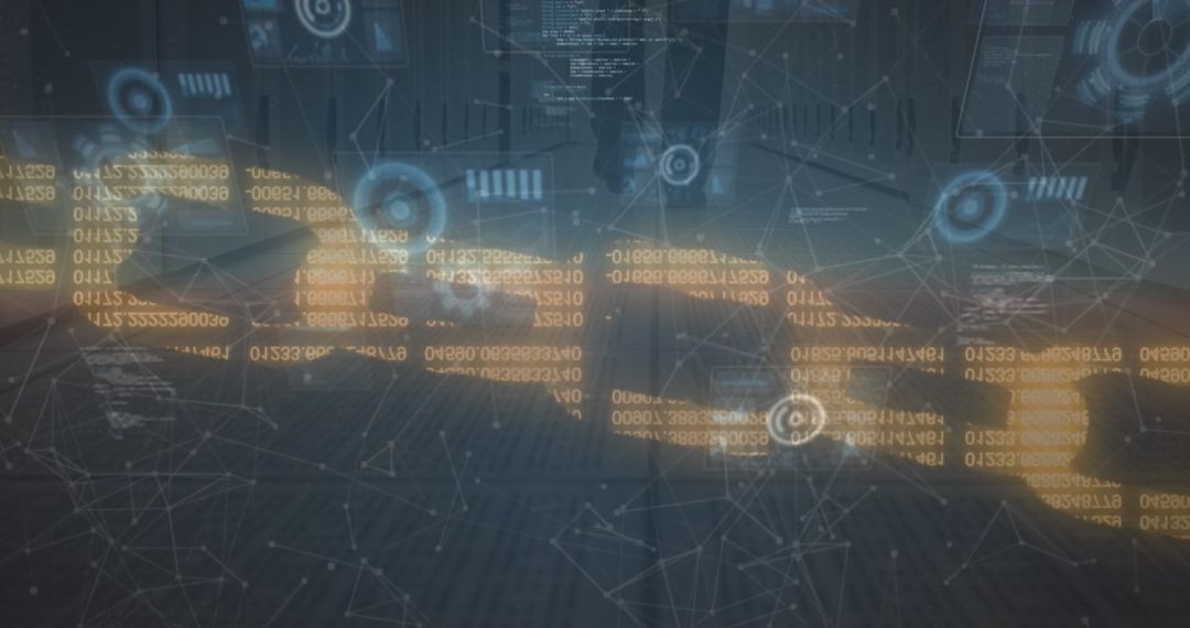 Overlay of Data Network Over Man in Server Room