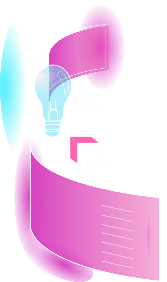 Futuristic Technology Infographic with Luminous Bulb and Cube