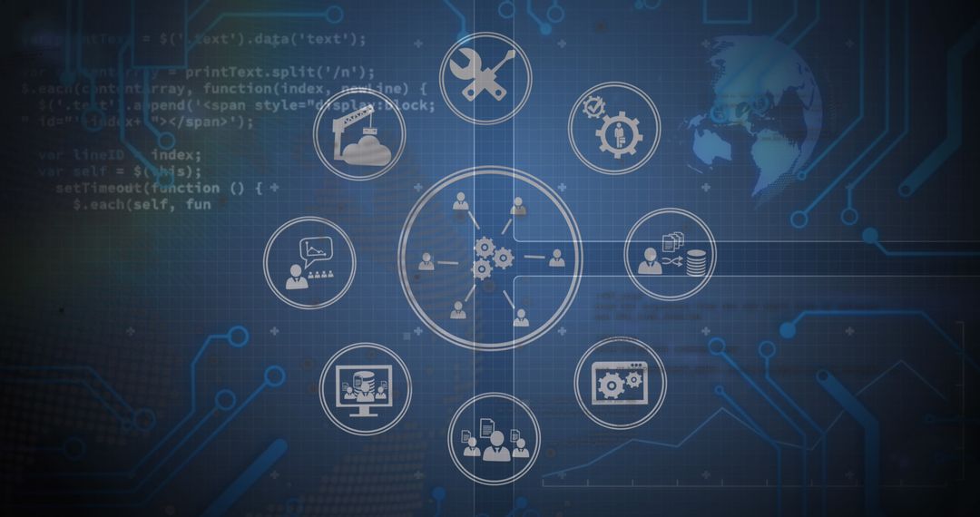 Data Processing Technology Concept on Digital Screen