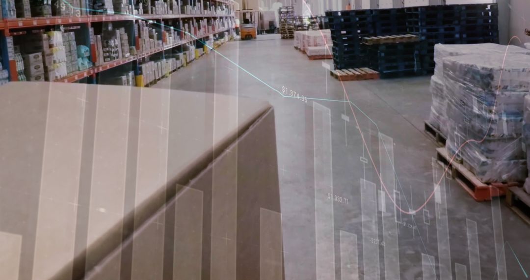 Global Logistics Data Overlaid on Warehouse