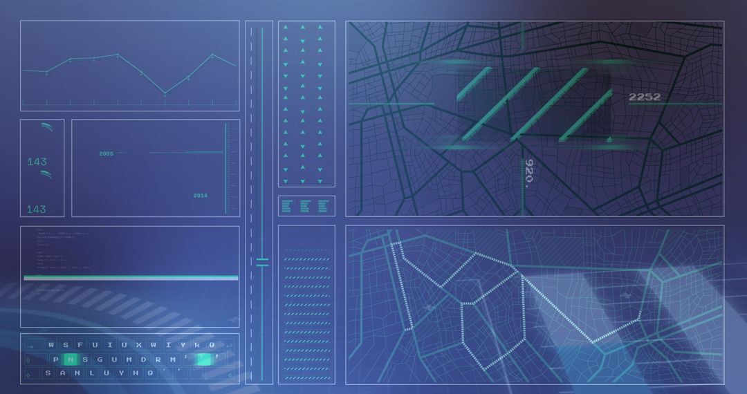 Futuristic 6G Data Processing Interface with Blue Background