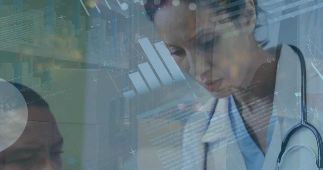 Mixed Reality Concept: Doctor Checking Patient Amid Data Interface