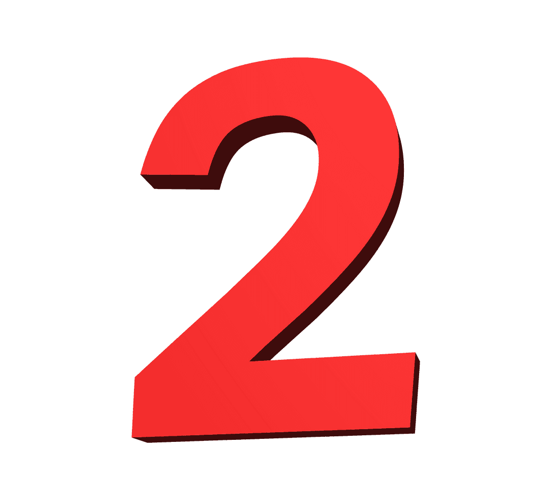 Red Number 2 on Transparent Background Illustration