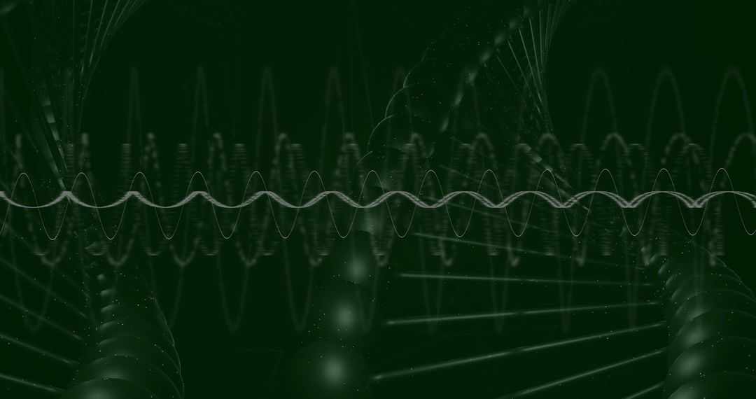 Abstract DNA Strands with Spiral Waves in Green Hue