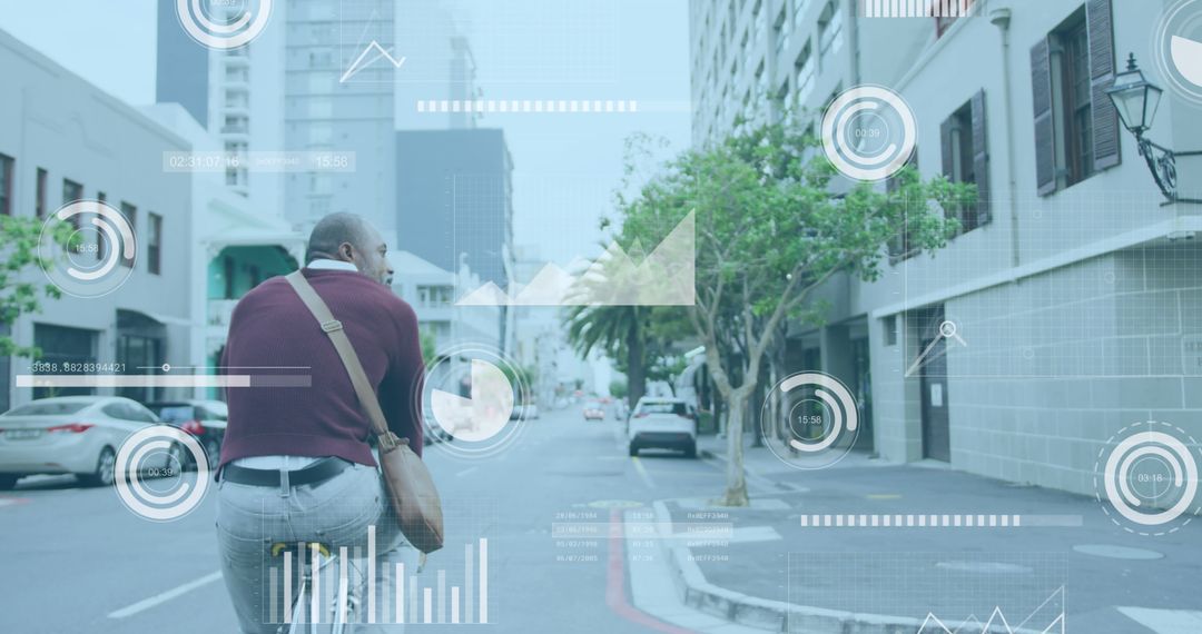 Digital Interface Overlapping Cyclist in Urban Environment