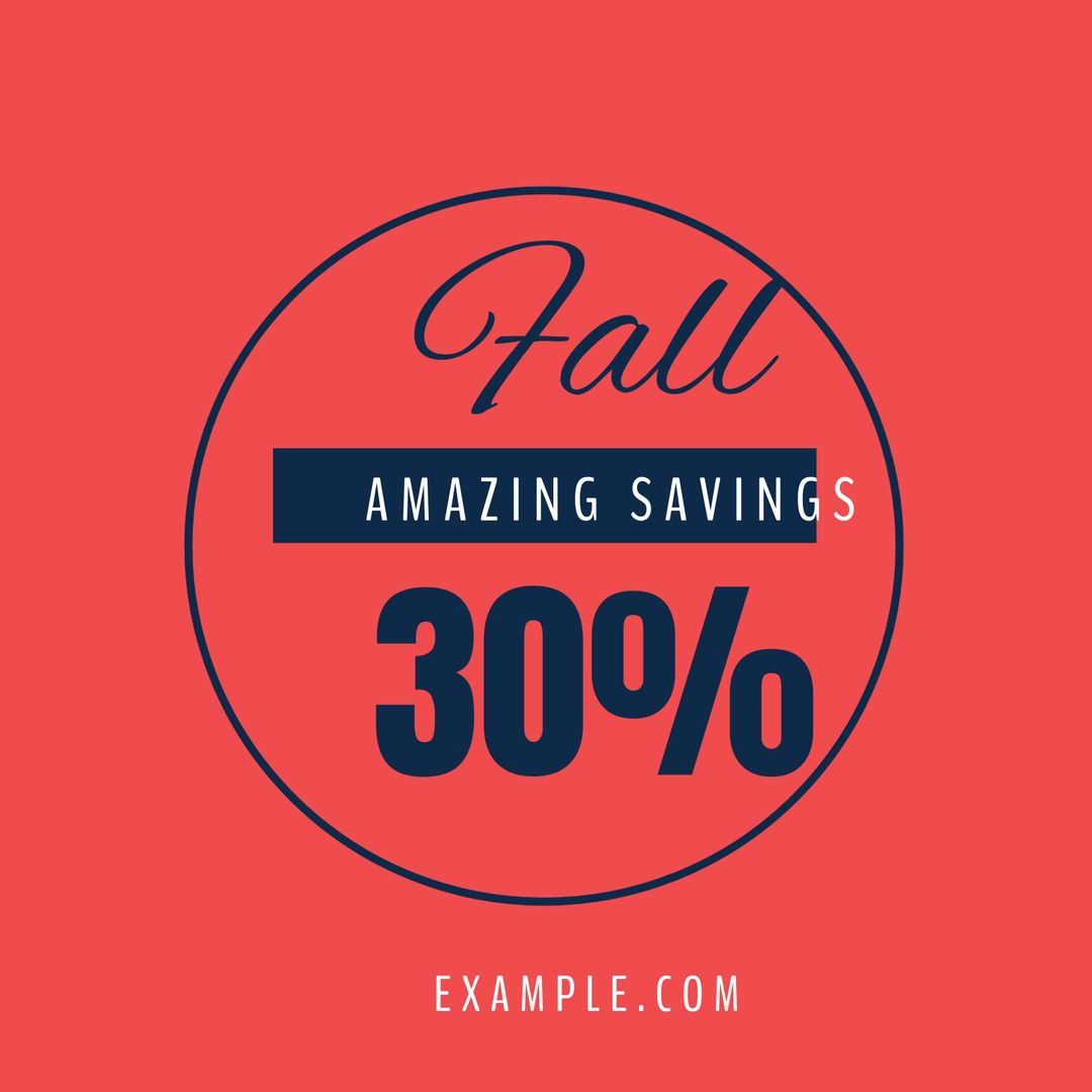 Bold Fall 30% Off Discount Promotion on Red Background