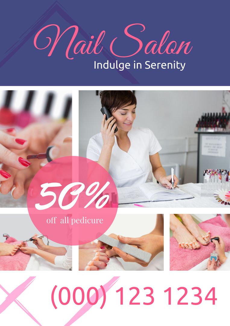 Modern Nail Salon Flyer Promoting Discounts on Pedicures - Download Free Stock Templates Pikwizard.com