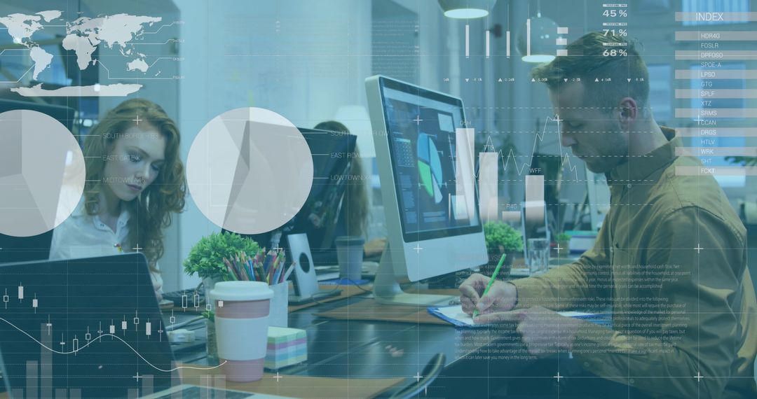 Team Collaborating on Data Analytics Project in Modern Office Environment