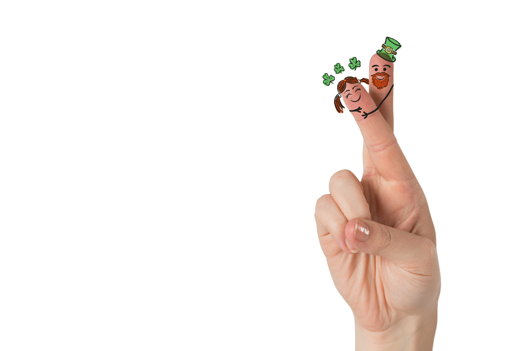 Creative St. Patrick's Day Finger Puppets on Transparent Background