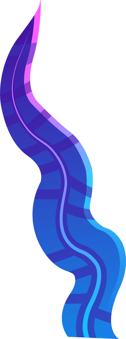 Gradient Wavy Ribbon on Transparent Background with Fluid Motion