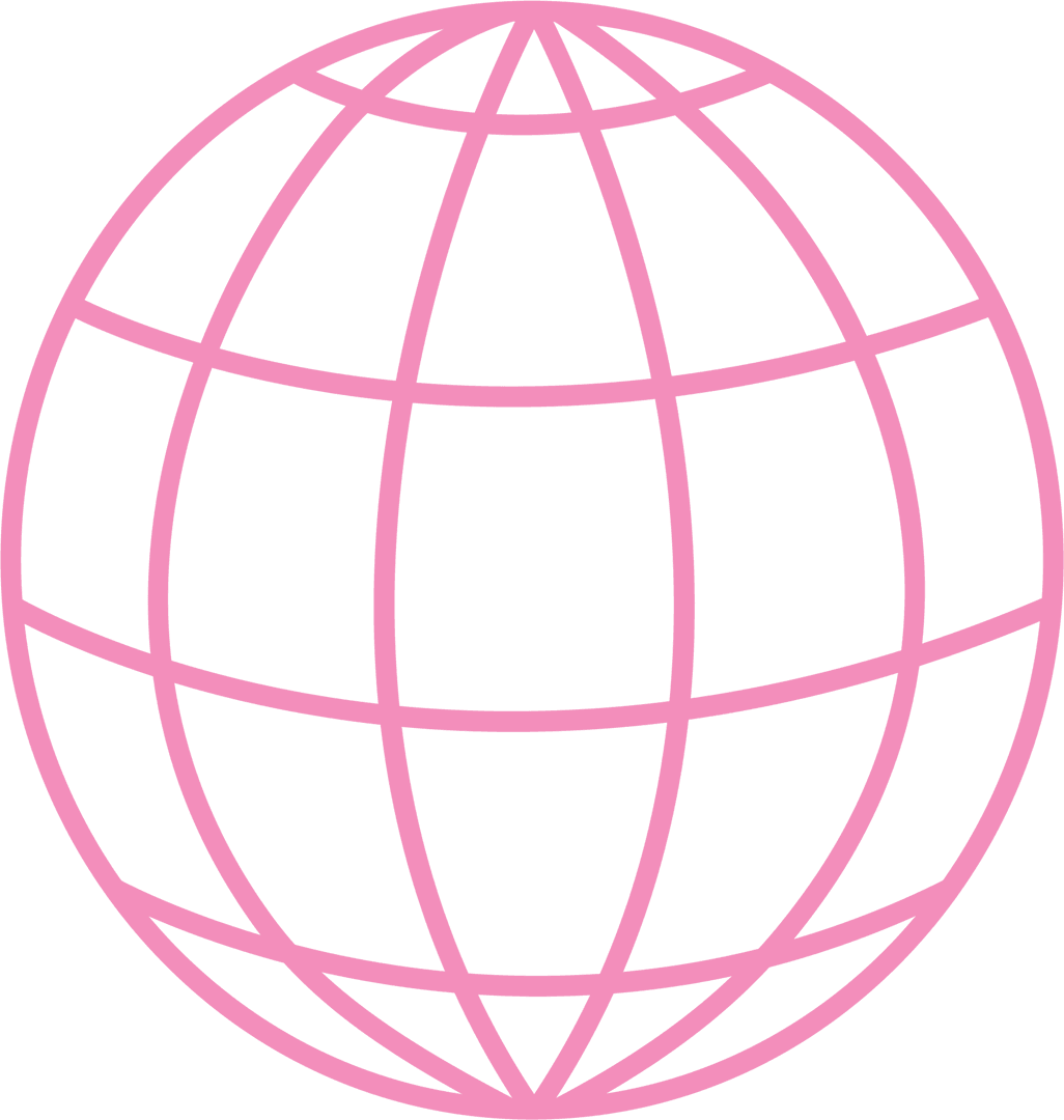 Pink Gridded Globe on Transparent Background for Design
