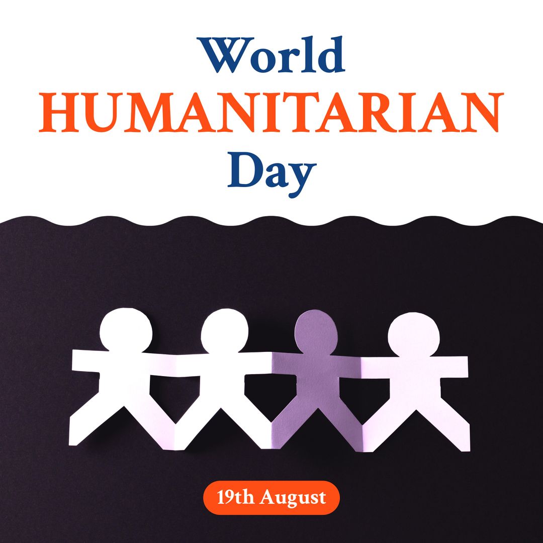 World Humanitarian Day Celebration with Paperchain Figures on Black Background - Download Free Stock Templates Pikwizard.com