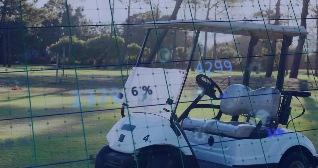 Golf Cart on Fairway with Digital Data Overlay