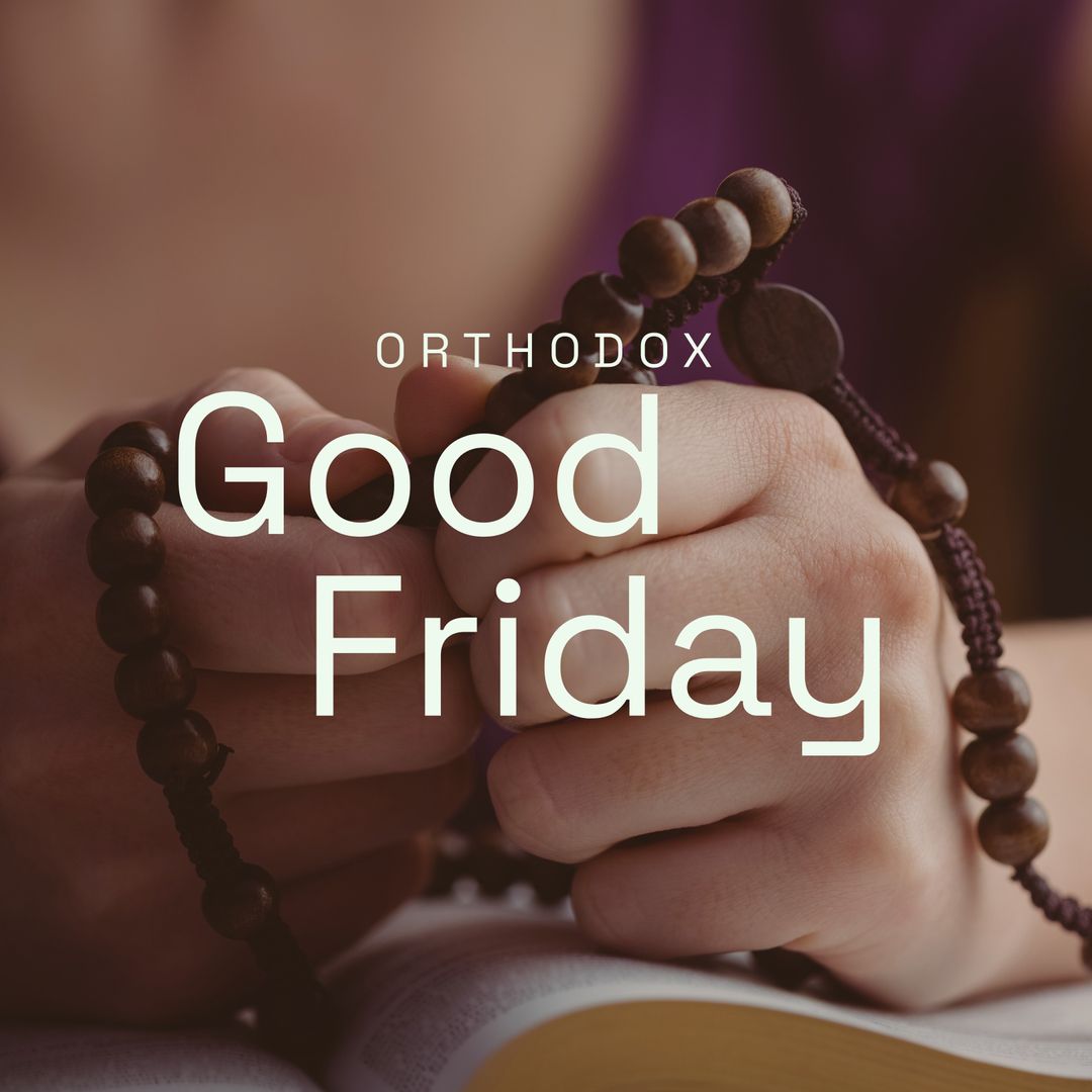 Orthodox Good Friday Prayer Hands Holding Rosary on Bible - Download Free Stock Templates Pikwizard.com