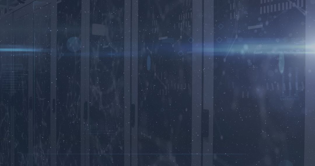 Futuristic Digital Network over Dark Server Room