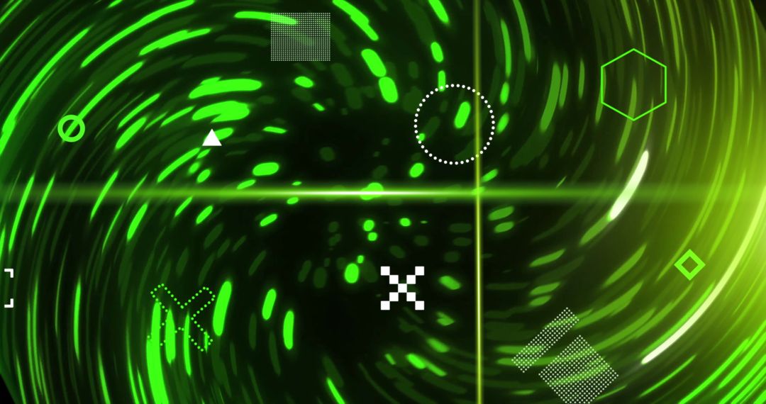 Futuristic Green Digital Interface With Spinning Effects