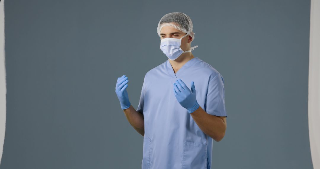 Male Nurse Wearing Mask and Gloves Preparing for Medical Procedure - Free Images, Stock Photos and Pictures on Pikwizard.com